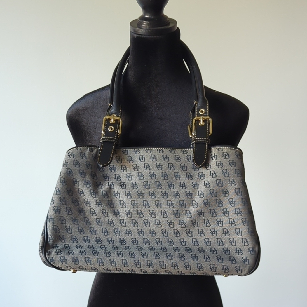 Dooney & Bourke Monogram Gray and Black Tote Bag - Picture 1 of 1
